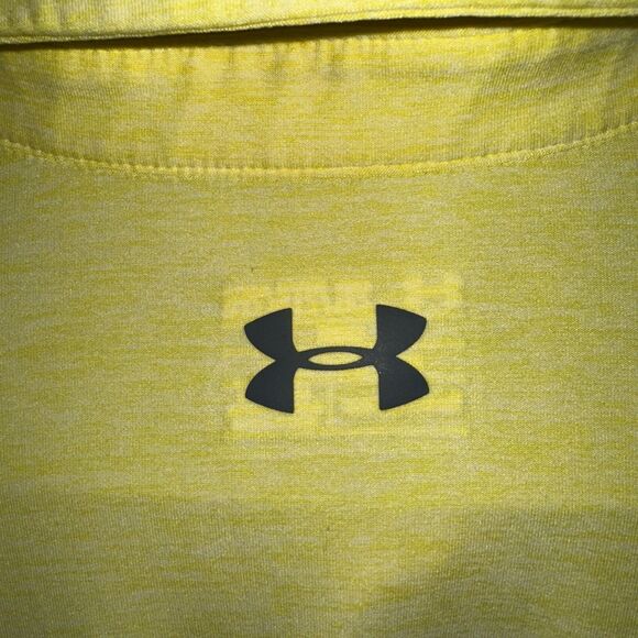 Under Armour Mens Active Top sz 2XL Yellow Loose Fit Polo Breathable Stretch - Picture 7 of 7